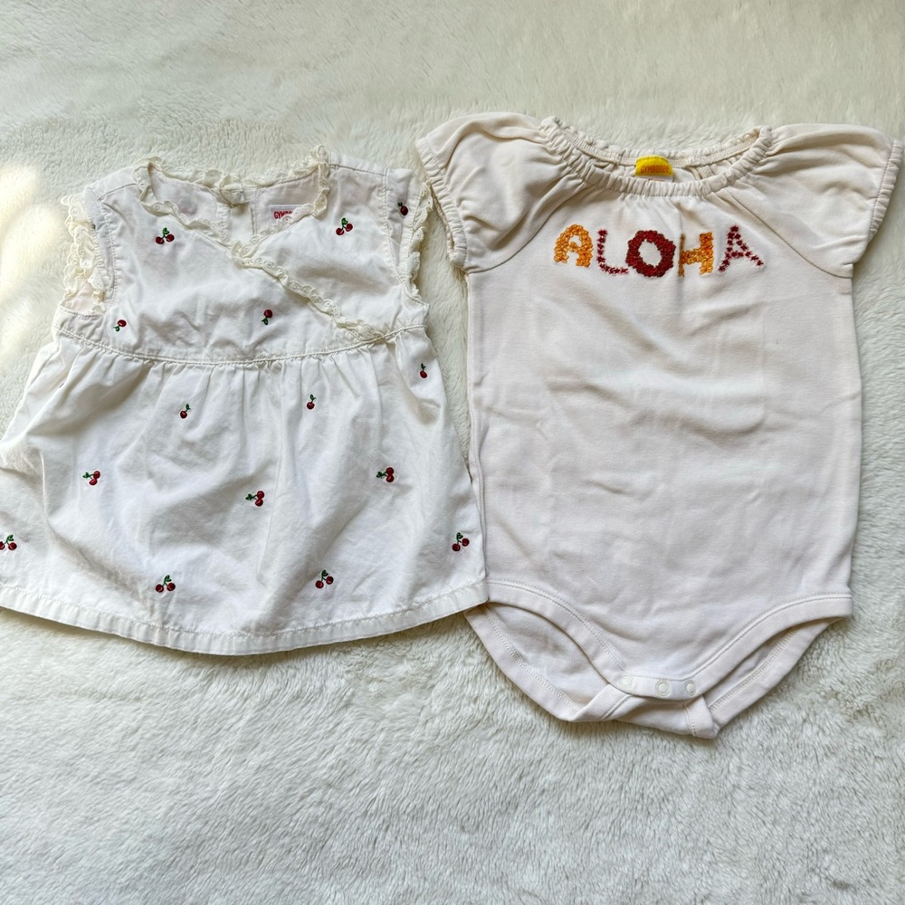 Gymboree Baby Summer Cherry‎ Top & Aloha Onesie Bundle Size 6-12months EUC